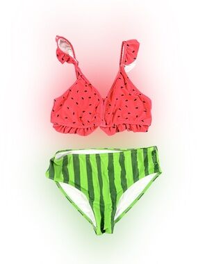 Kids Watermelon Two-Piece Swimsuit - Pink & Green Size 12